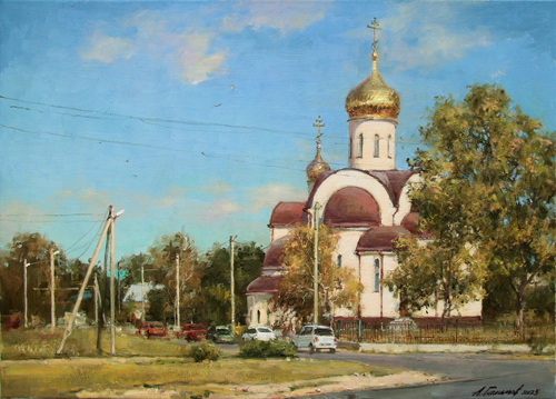 Painting by Azat Galimov.Church of St. Peter and St. Paul in Sennoy. Phanagoria project.