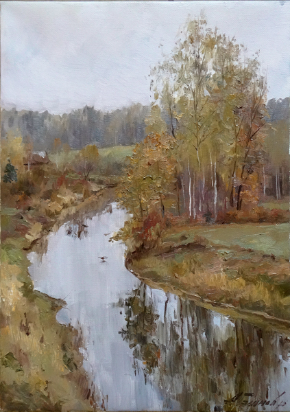 Картина Азата Галимова.Марьино. Река Тосна.