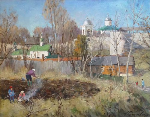 Painting Galimov Azat. Izborsk weekdays. Potato.