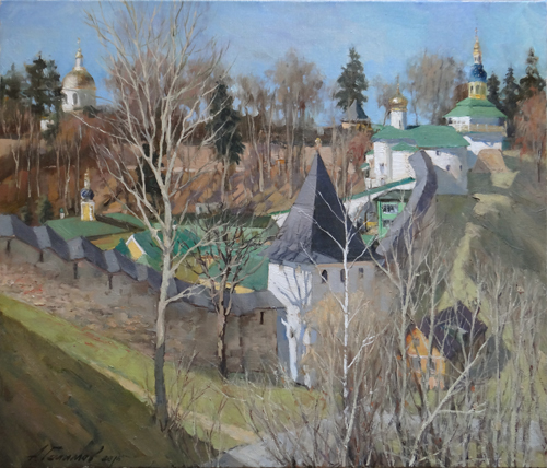 Painting Galimov Azat.Pechory. Spring.