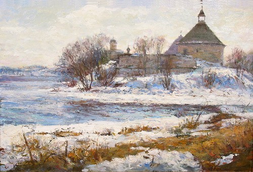 Painting Galimov Azat.Old Ladoga. April.