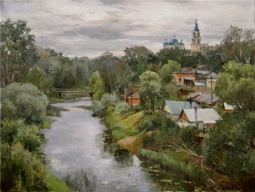 Картина Азата Галимова. Над речкой Кашинкой.