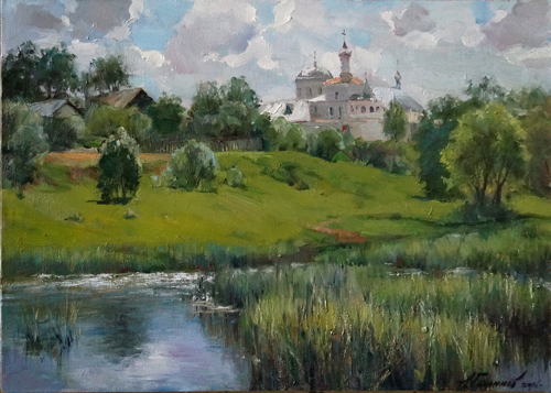 Painting Galimov Azat. Summer in Kashin city. Noon .