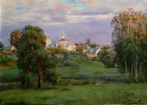 Картина Азата Галимова. Тихий вечер. Клобуков монастырь, Кашин.