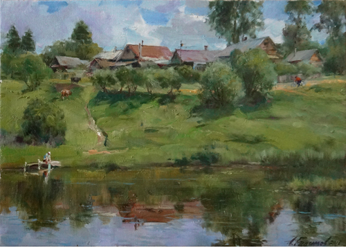 Painting Galimov Azat.Summer in the province.  Kashin city.