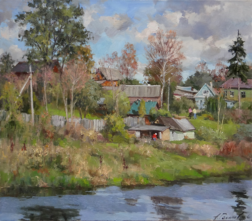 Painting Galimov Azat.Warm autumn in Old Ladoga. 