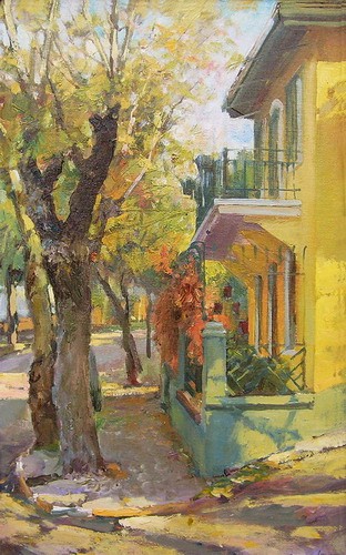 Painting Azat Galimov.Princes' Islands. Yellow House.