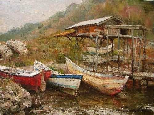 Painting Azat Galimov.Turkey. Fishing Station.