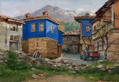 Painting Azat Galimov.Weekdays in Cumalikizik. Turkey.