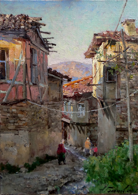 Painting Azat Galimov.Old-timers. Cumalikizik, Bursa.