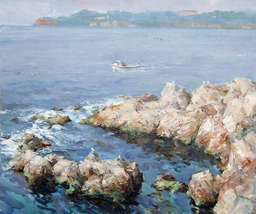 Картина Азата Галимова.Камнм Мраморного моря.