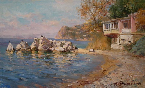 Painting Azat Galimov.On the shore of the Marmara Sea.